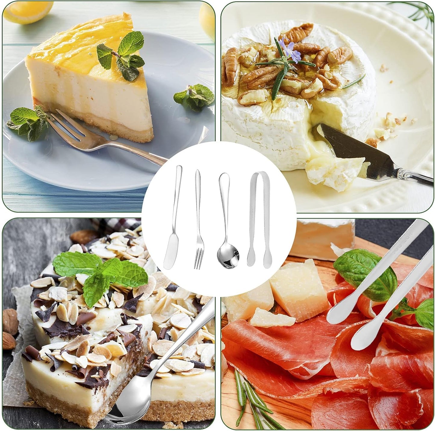 Charcuterie Board Accessories, 18 Pieces Silver Stainless Steel Spreader Knives Set for Charcuterie Utensils, Mini Serving Tongs Spoons Forks and Honey Dippers