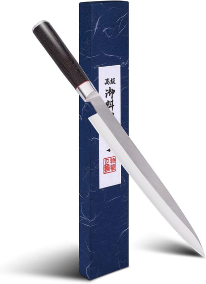 Sushi Knife 9.8 inches,5Cr15MoV,Ergonomic Wenge Wood Handle | Sashimi Knife/Yanagiba Knife with 5Cr15MoV High Carbon Stainless Steel Blade for Cutting Sushi & Sashimi, Fish Filleting
