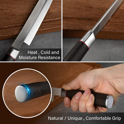 Sushi Knife 9.8 inches,5Cr15MoV,Ergonomic Wenge Wood Handle | Sashimi Knife/Yanagiba Knife with 5Cr15MoV High Carbon Stainless Steel Blade for Cutting Sushi & Sashimi, Fish Filleting