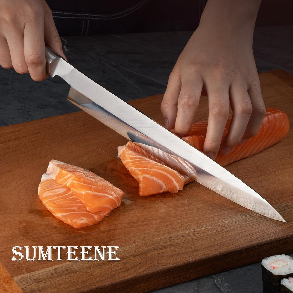 Sushi Knife 9.8 inches,5Cr15MoV,Ergonomic Wenge Wood Handle | Sashimi Knife/Yanagiba Knife with 5Cr15MoV High Carbon Stainless Steel Blade for Cutting Sushi & Sashimi, Fish Filleting