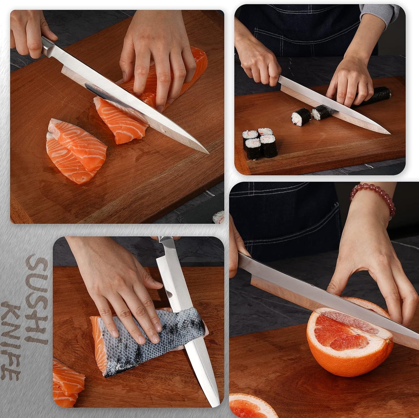 Sushi Knife 9.8 inches,5Cr15MoV,Ergonomic Wenge Wood Handle | Sashimi Knife/Yanagiba Knife with 5Cr15MoV High Carbon Stainless Steel Blade for Cutting Sushi & Sashimi, Fish Filleting