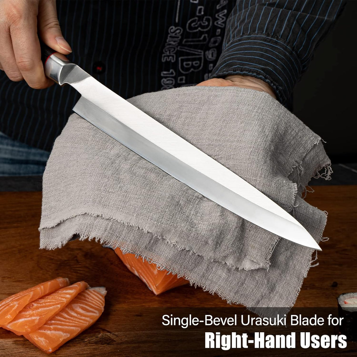 Sushi Knife 9.8 inches,5Cr15MoV,Ergonomic Wenge Wood Handle | Sashimi Knife/Yanagiba Knife with 5Cr15MoV High Carbon Stainless Steel Blade for Cutting Sushi & Sashimi, Fish Filleting
