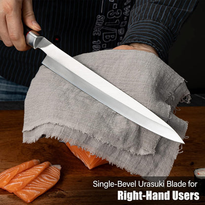 Sushi Knife 9.8 inches,5Cr15MoV,Ergonomic Wenge Wood Handle | Sashimi Knife/Yanagiba Knife with 5Cr15MoV High Carbon Stainless Steel Blade for Cutting Sushi & Sashimi, Fish Filleting