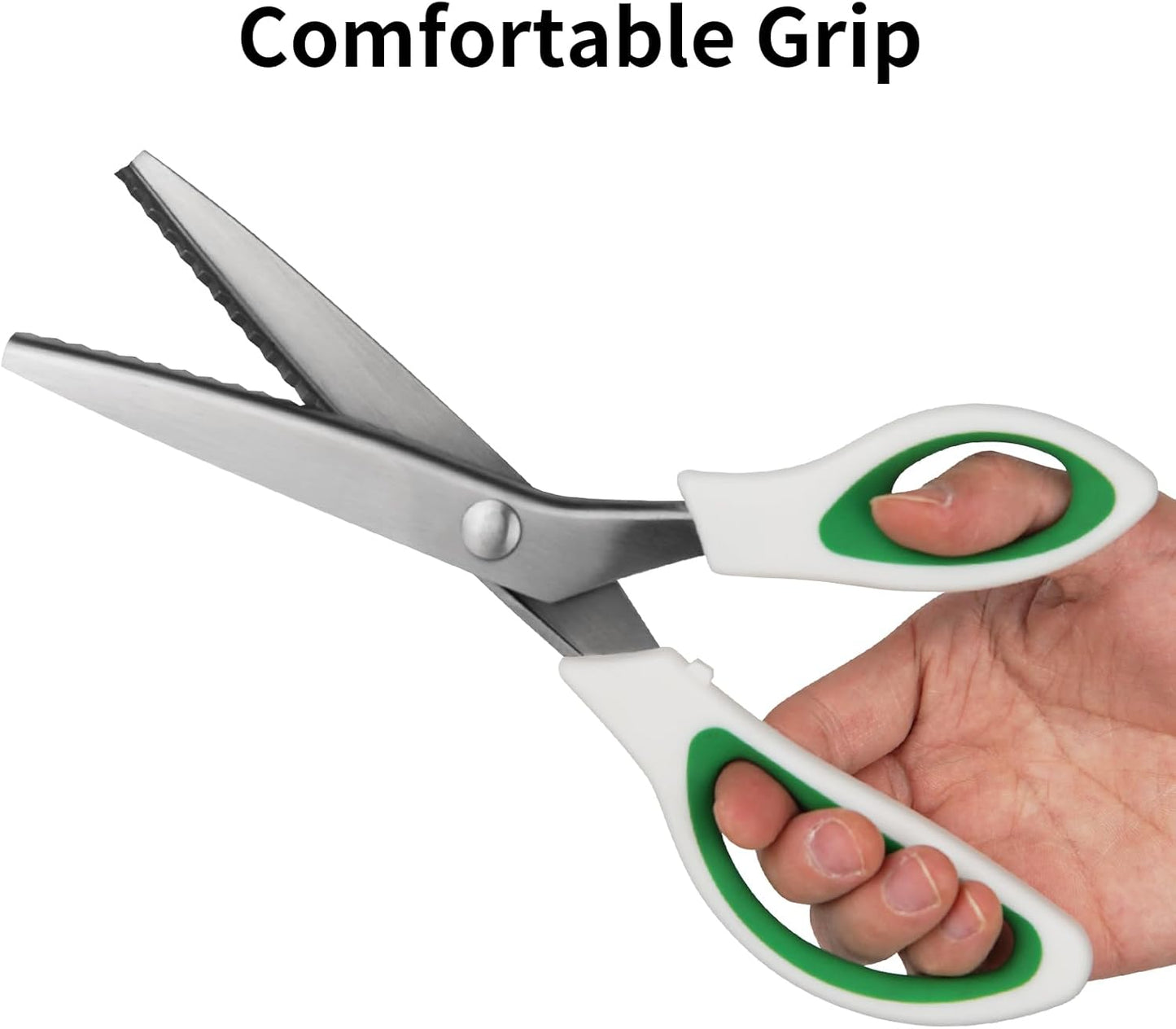 9" Pinking Shears Zig Zag Fabric Sewing Craft Scissors | Professional Sharp Blades, Comfort Anti-Slip Grips, For Dressmaking Scrapbook, Decorative Edge Cutting