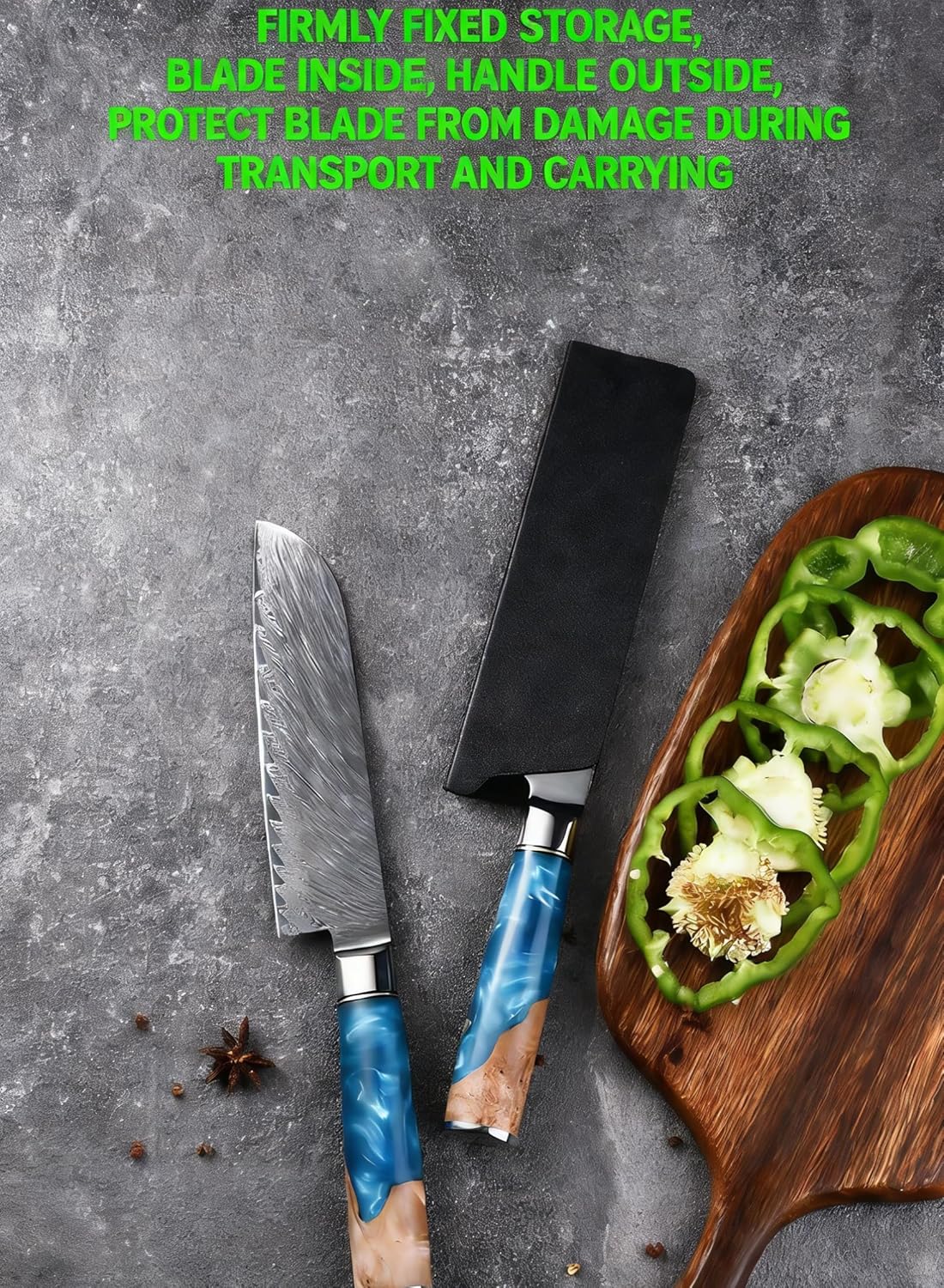 8 Inch x 2 Inch Knife Guard, Non-BPA Knife Sheath Holder, Waterproof Abrasion Resistant Felt Lined Knife Cover Sleeves, Knife Protector Black