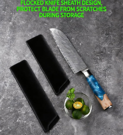 8 Inch x 2 Inch Knife Guard, Non-BPA Knife Sheath Holder, Waterproof Abrasion Resistant Felt Lined Knife Cover Sleeves, Knife Protector Black