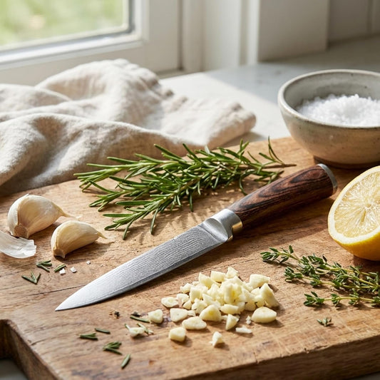 EDIB Meat Carving Knife, 7-Inch High Carbon Stainless Steel Blade | Meat knife for BBQ, roasts, and poultry, kitchen knife with VG10 Damascus blade and ergonomic pakkawood handle in gift box.