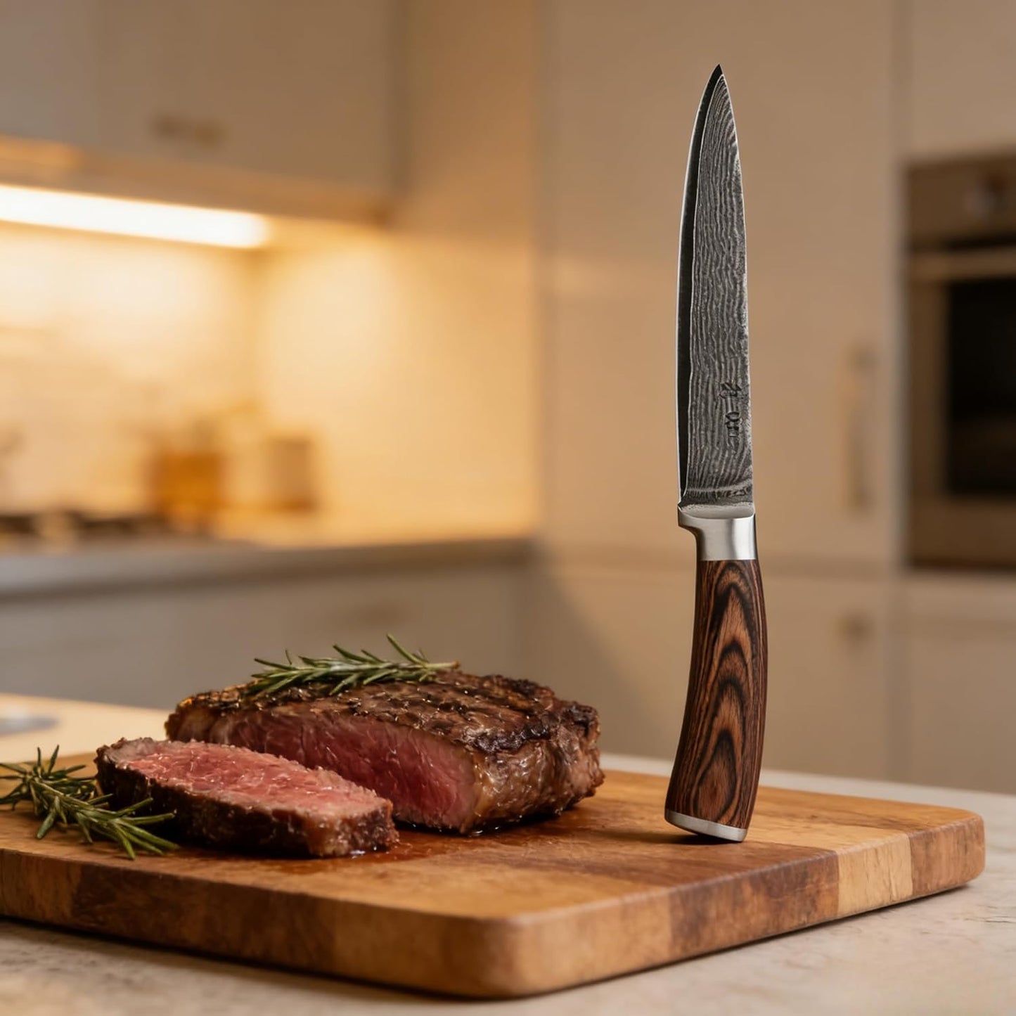 EDIB Meat Carving Knife, 7-Inch High Carbon Stainless Steel Blade | Meat knife for BBQ, roasts, and poultry, kitchen knife with VG10 Damascus blade and ergonomic pakkawood handle in gift box.