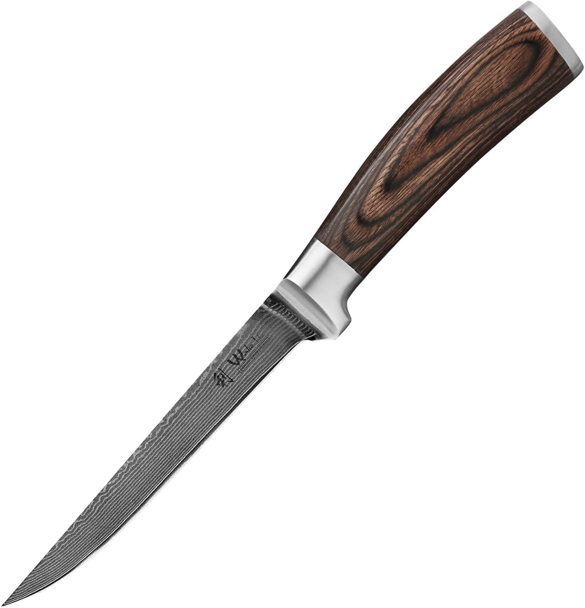 EDIB Meat Carving Knife, 7-Inch High Carbon Stainless Steel Blade | Meat knife for BBQ, roasts, and poultry, kitchen knife with VG10 Damascus blade and ergonomic pakkawood handle in gift box.