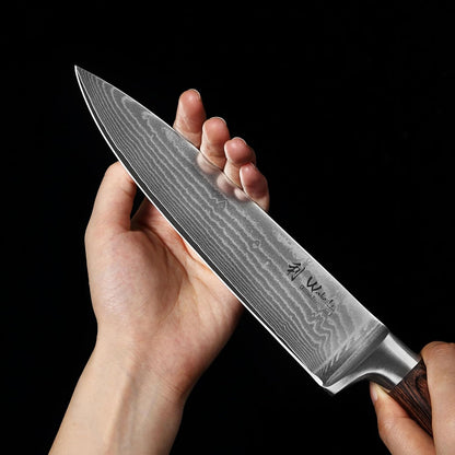 EDIB Meat Carving Knife, 7-Inch High Carbon Stainless Steel Blade | Meat knife for BBQ, roasts, and poultry, kitchen knife with VG10 Damascus blade and ergonomic pakkawood handle in gift box.