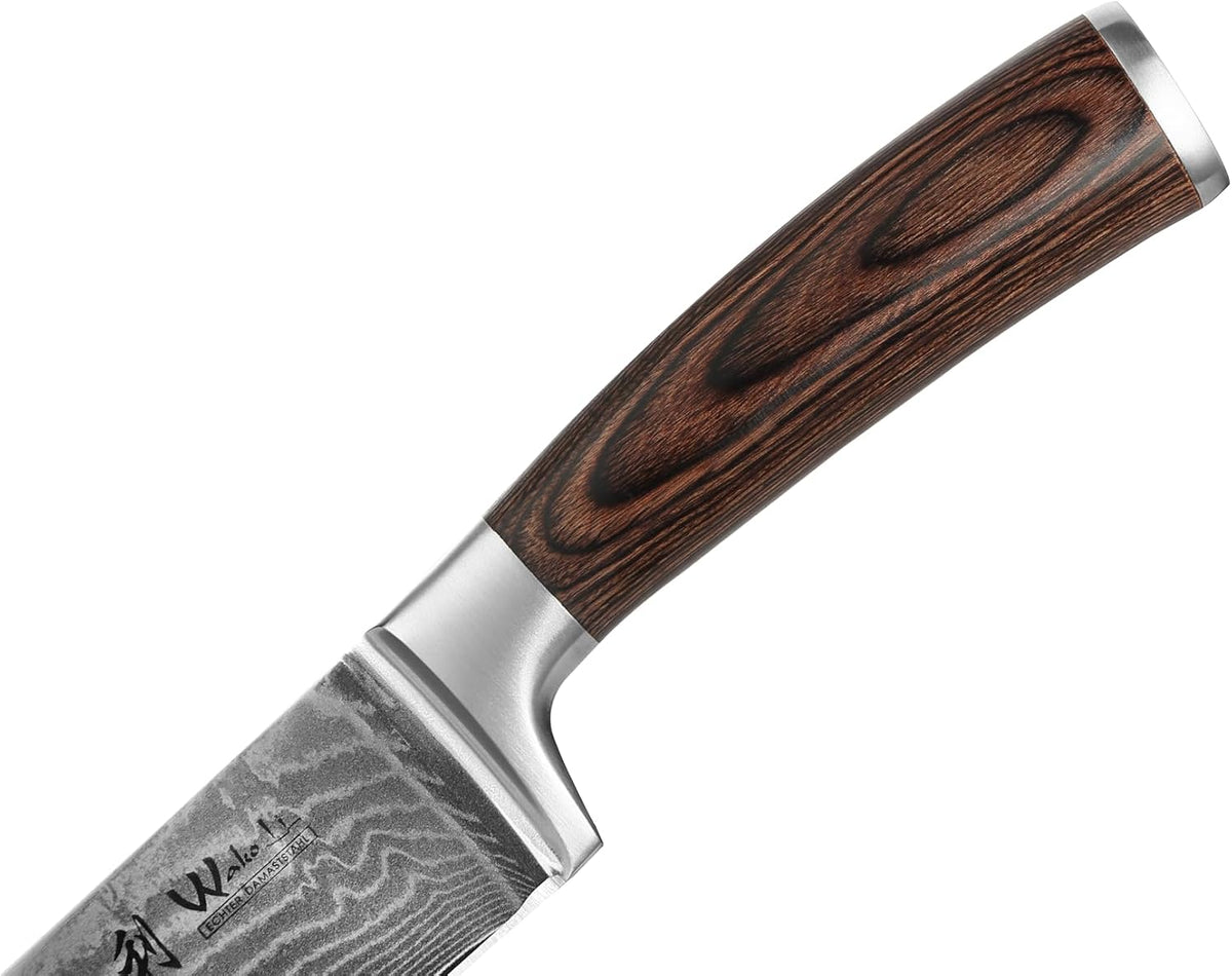 EDIB Meat Carving Knife, 7-Inch High Carbon Stainless Steel Blade | Meat knife for BBQ, roasts, and poultry, kitchen knife with VG10 Damascus blade and ergonomic pakkawood handle in gift box.