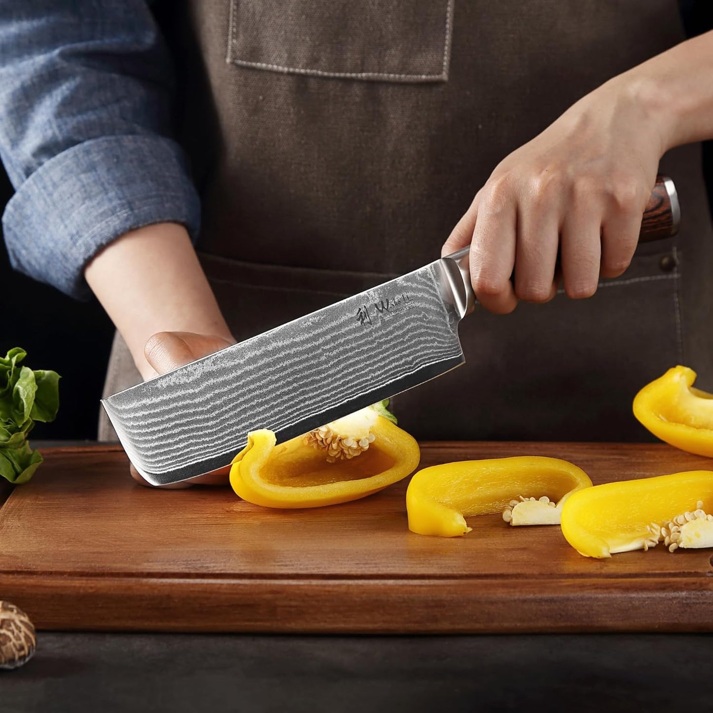 EDIB Meat Carving Knife, 7-Inch High Carbon Stainless Steel Blade | Meat knife for BBQ, roasts, and poultry, kitchen knife with VG10 Damascus blade and ergonomic pakkawood handle in gift box.