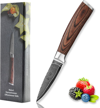 EDIB Meat Carving Knife, 7-Inch High Carbon Stainless Steel Blade | Meat knife for BBQ, roasts, and poultry, kitchen knife with VG10 Damascus blade and ergonomic pakkawood handle in gift box.