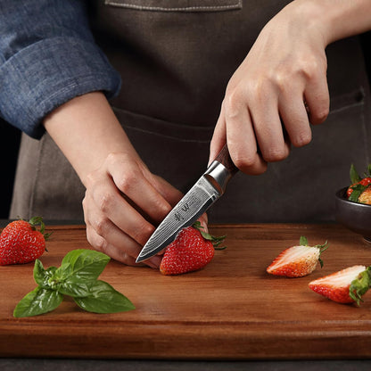 EDIB Meat Carving Knife, 7-Inch High Carbon Stainless Steel Blade | Meat knife for BBQ, roasts, and poultry, kitchen knife with VG10 Damascus blade and ergonomic pakkawood handle in gift box.