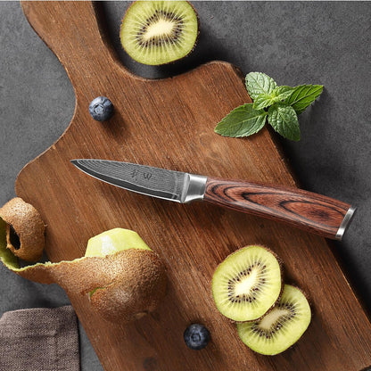 EDIB Meat Carving Knife, 7-Inch High Carbon Stainless Steel Blade | Meat knife for BBQ, roasts, and poultry, kitchen knife with VG10 Damascus blade and ergonomic pakkawood handle in gift box.