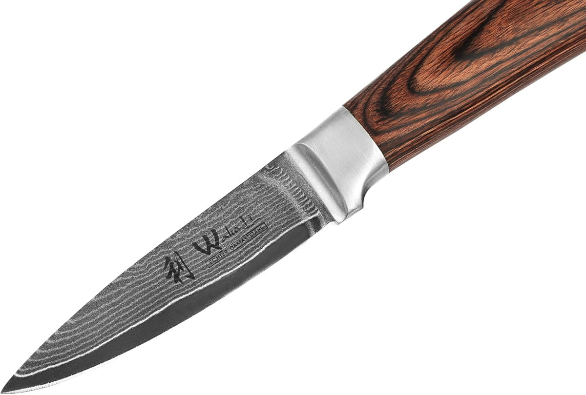 EDIB Meat Carving Knife, 7-Inch High Carbon Stainless Steel Blade | Meat knife for BBQ, roasts, and poultry, kitchen knife with VG10 Damascus blade and ergonomic pakkawood handle in gift box.