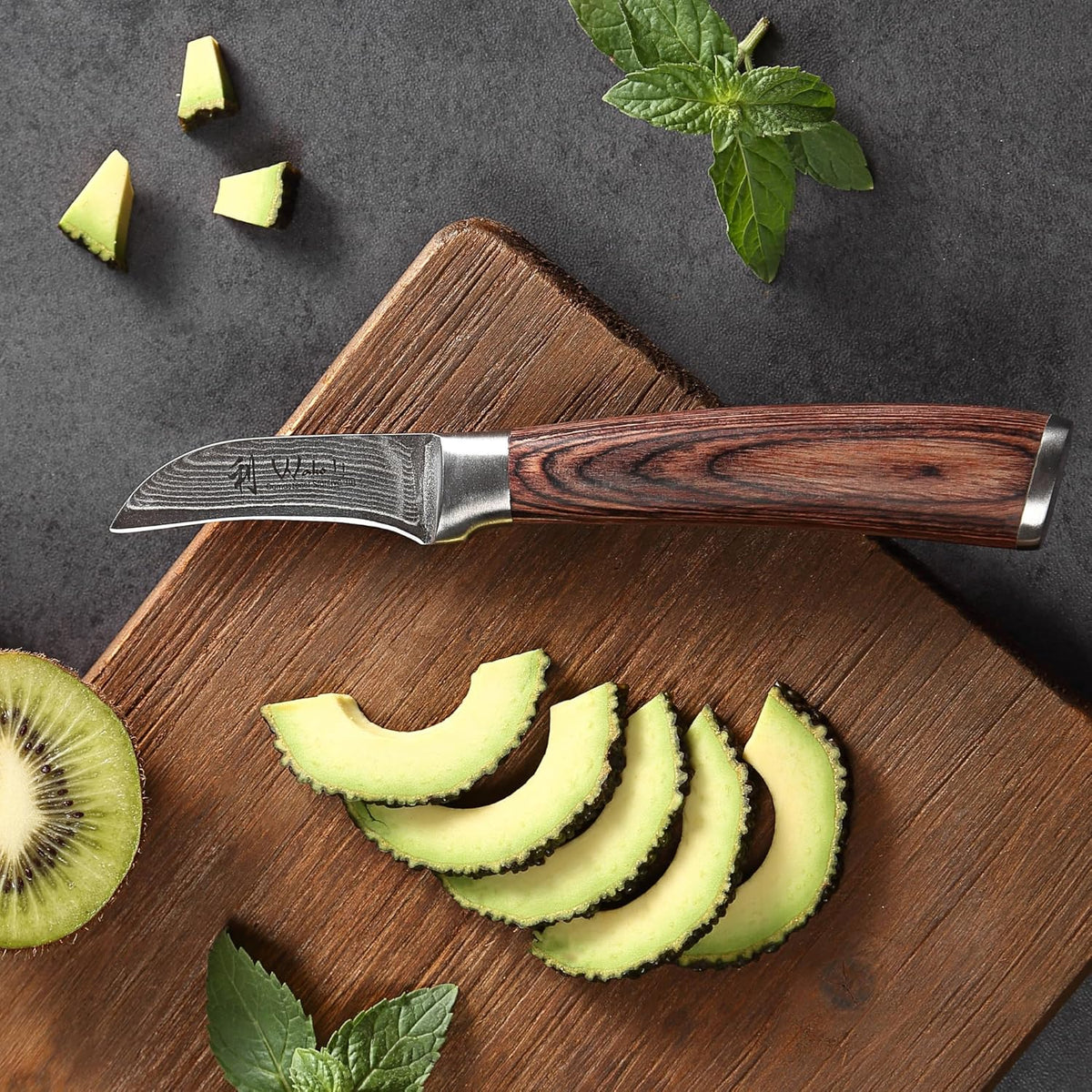 EDIB Meat Carving Knife, 7-Inch High Carbon Stainless Steel Blade | Meat knife for BBQ, roasts, and poultry, kitchen knife with VG10 Damascus blade and ergonomic pakkawood handle in gift box.
