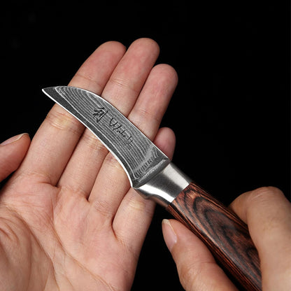 EDIB Meat Carving Knife, 7-Inch High Carbon Stainless Steel Blade | Meat knife for BBQ, roasts, and poultry, kitchen knife with VG10 Damascus blade and ergonomic pakkawood handle in gift box.