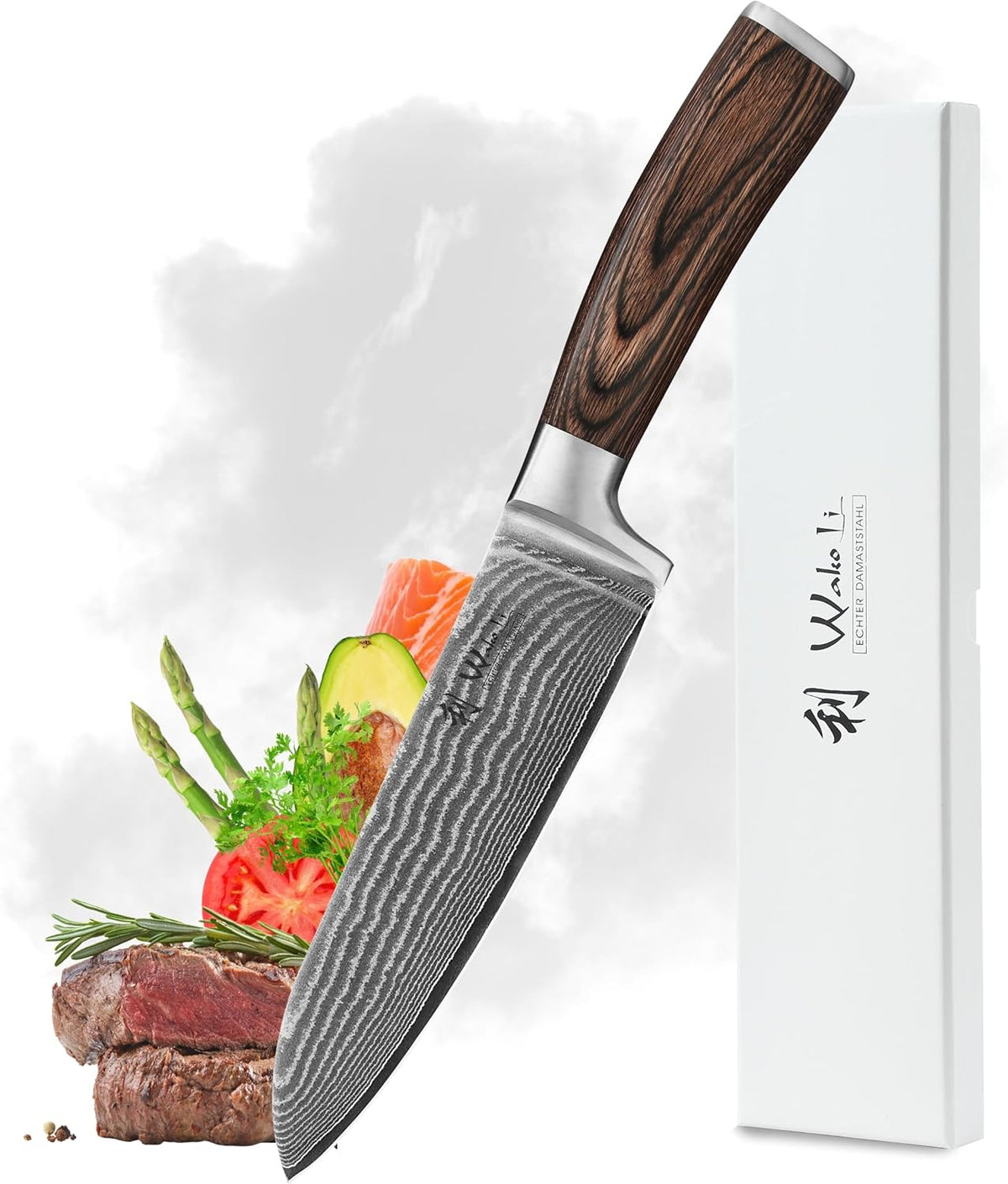 EDIB Meat Carving Knife, 7-Inch High Carbon Stainless Steel Blade | Meat knife for BBQ, roasts, and poultry, kitchen knife with VG10 Damascus blade and ergonomic pakkawood handle in gift box.