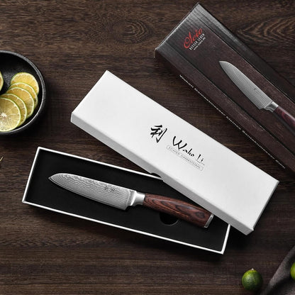 EDIB Meat Carving Knife, 7-Inch High Carbon Stainless Steel Blade | Meat knife for BBQ, roasts, and poultry, kitchen knife with VG10 Damascus blade and ergonomic pakkawood handle in gift box.