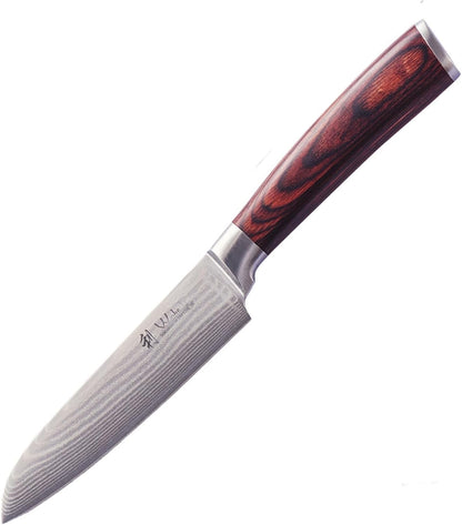 EDIB Meat Carving Knife, 7-Inch High Carbon Stainless Steel Blade | Meat knife for BBQ, roasts, and poultry, kitchen knife with VG10 Damascus blade and ergonomic pakkawood handle in gift box.