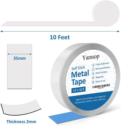Adhesive Metal Strips for Magnets (1.4" x 10 ft), Metal Tape Self Adhesive for Magnets, Ferrous Tape Metal Tape Self Adhesive