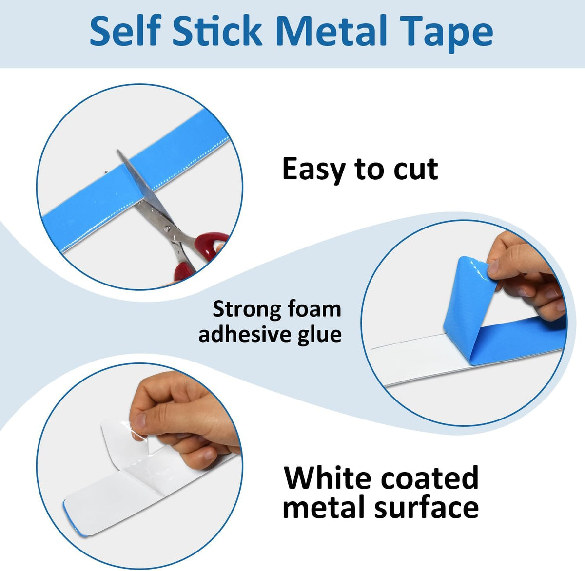 Adhesive Metal Strips for Magnets (1.4" x 10 ft), Metal Tape Self Adhesive for Magnets, Ferrous Tape Metal Tape Self Adhesive