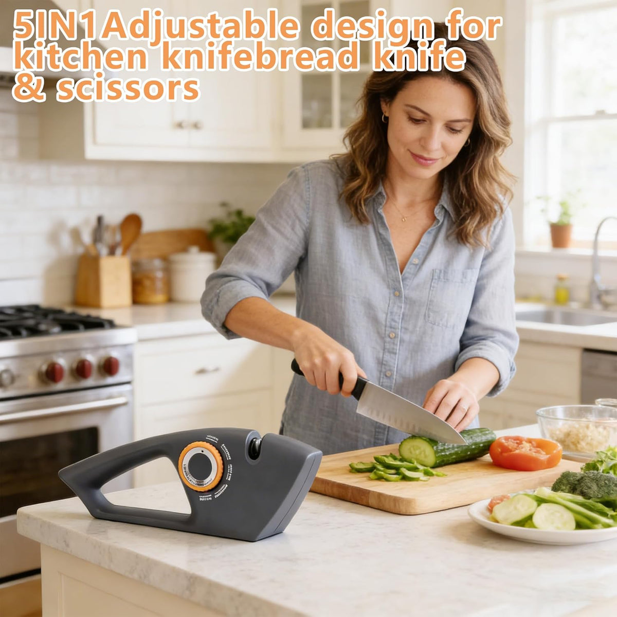 Knife Sharpeners, 4 in 1 Professional Chef's Kitchen Knife Accessories, Kitchen Blade & Scissors Sharpening Tool, Versatile Manual Knife Sharpener, Easy to Use, for Kitchen Knife