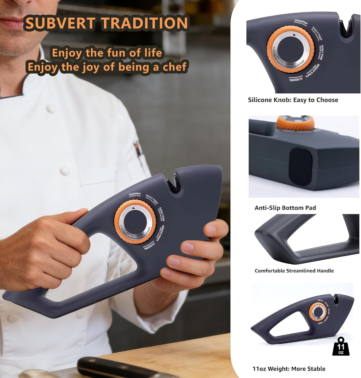 Knife Sharpeners, 4 in 1 Professional Chef's Kitchen Knife Accessories, Kitchen Blade & Scissors Sharpening Tool, Versatile Manual Knife Sharpener, Easy to Use, for Kitchen Knife