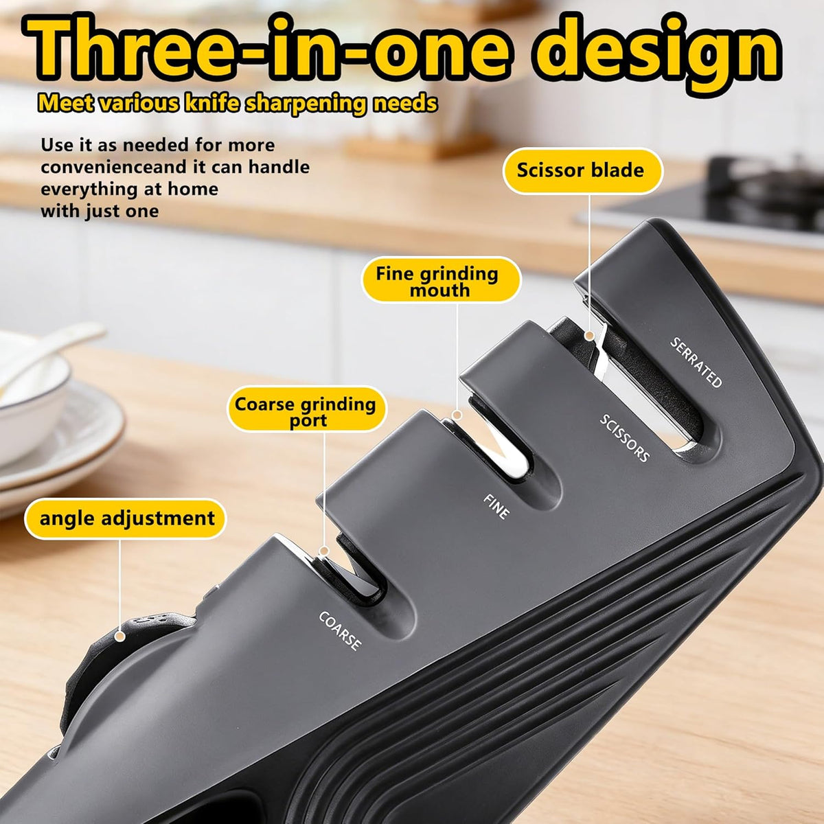 Knife Sharpeners, 4 in 1 Professional Chef's Kitchen Knife Accessories, Kitchen Blade & Scissors Sharpening Tool, Versatile Manual Knife Sharpener, Easy to Use, for Kitchen Knife