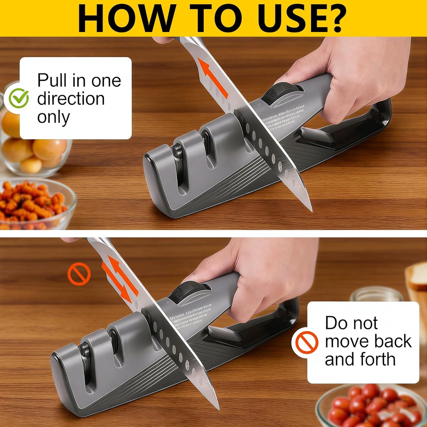 Knife Sharpeners, 4 in 1 Professional Chef's Kitchen Knife Accessories, Kitchen Blade & Scissors Sharpening Tool, Versatile Manual Knife Sharpener, Easy to Use, for Kitchen Knife