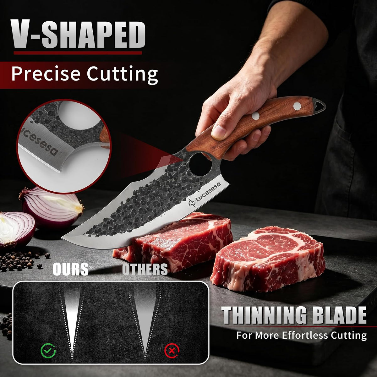8" Bread Knife, Tomato Knife, Multifunction Serrated Bread Knife Ultra Sharp Offset, Steel Handle Shark-Inspired Ergonomic Stainless for Homemade Bread, Bagels, Sourdough, Vegetables, Fruits