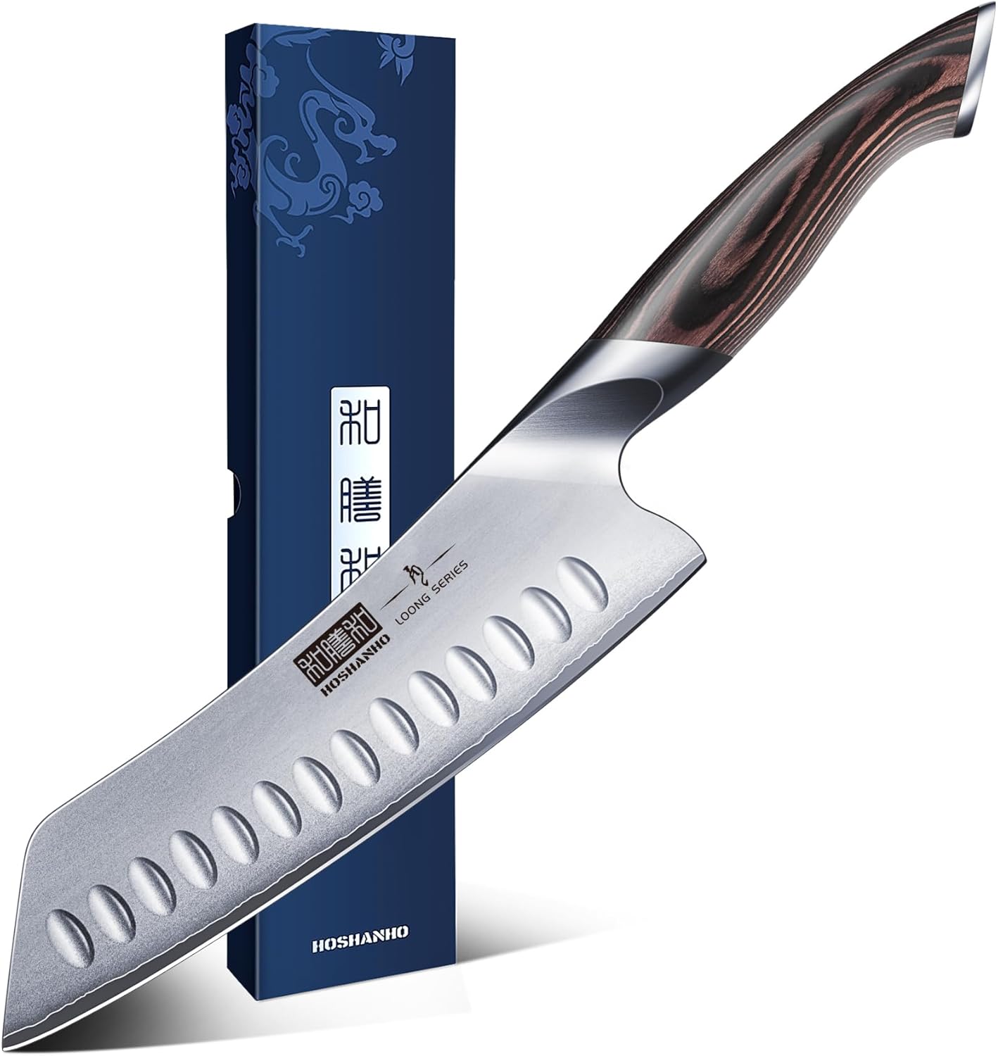 7 Inch Japanese Chef Knife, Ultra Sharp Kitchen Santoku Knives | Professional Japanese High Carbon Stainless Steel Kitchen Knife, Cooking Knife with Ergonomic Pakkawood Handle, Gifts