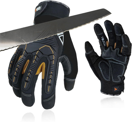 ... Cut Resistant Gloves, Cutproof Leather Work Gloves Men Women,EN388 level E, ANSI level A5,Touchscreen,Mechanics Gloves