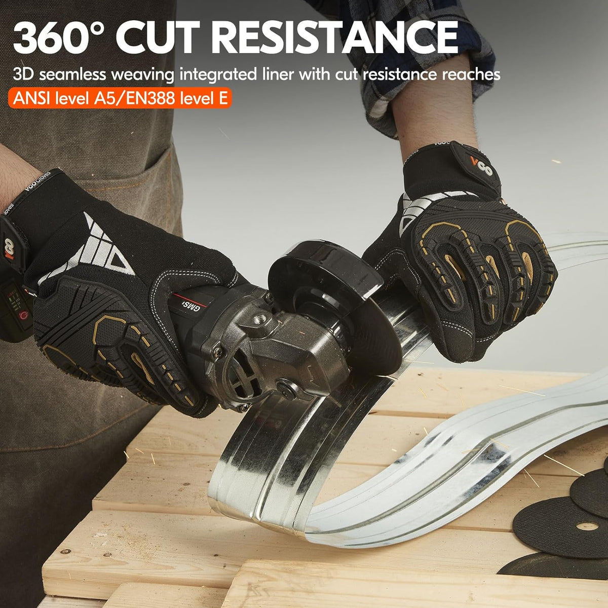 ... Cut Resistant Gloves, Cutproof Leather Work Gloves Men Women,EN388 level E, ANSI level A5,Touchscreen,Mechanics Gloves