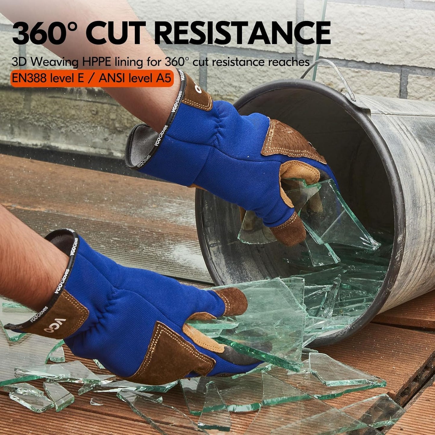 ... Cut Resistant Gloves, Cutproof Leather Work Gloves Men Women,EN388 level E, ANSI level A5,Touchscreen,Mechanics Gloves