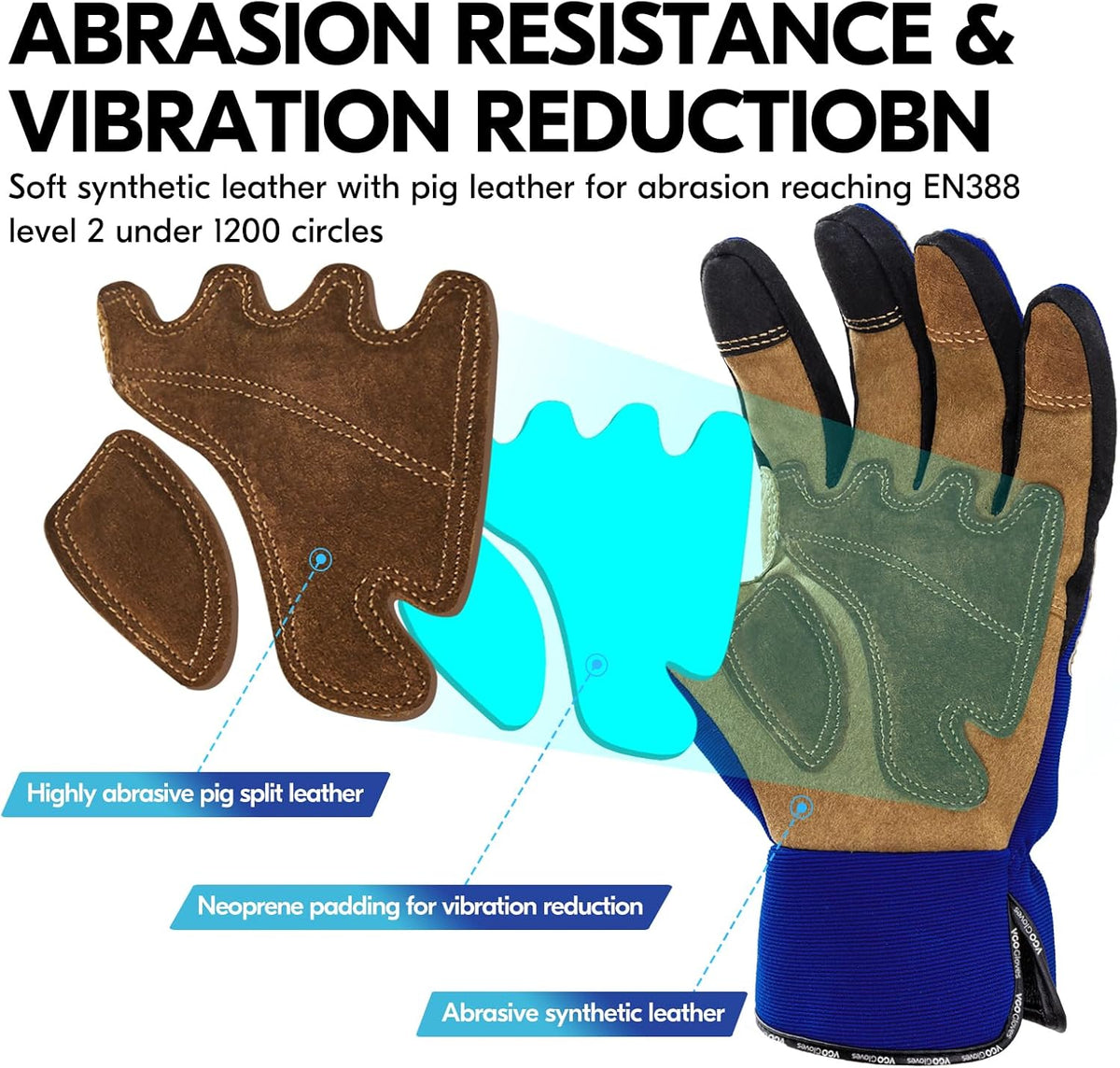 ... Cut Resistant Gloves, Cutproof Leather Work Gloves Men Women,EN388 level E, ANSI level A5,Touchscreen,Mechanics Gloves