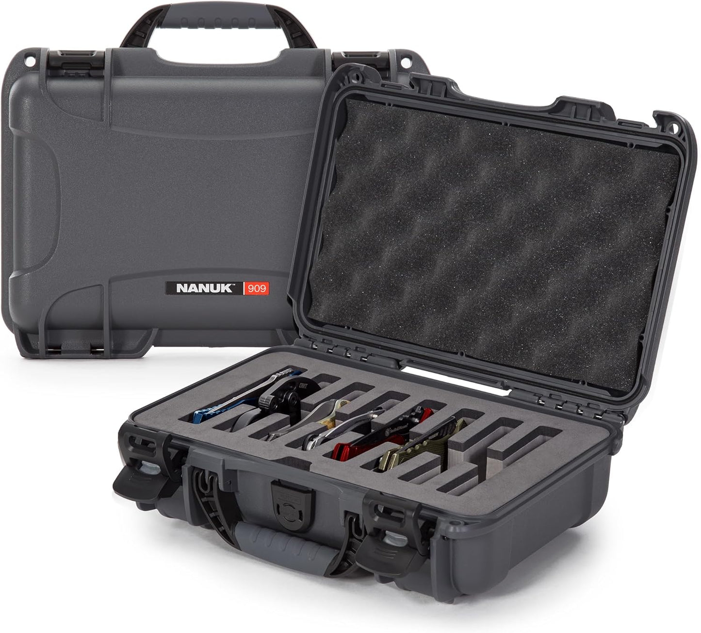 909 Travel Knife Case – Waterproof Pocket Knife Storage with 8 Slots, 12.6” x 9” x 4.4” - Lightweight, Lockable, Dustproof, Impact-Resistant & Durable - Black