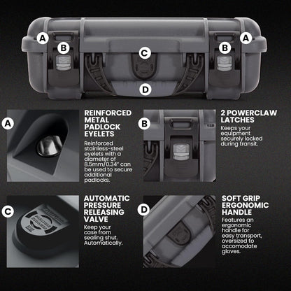 909 Travel Knife Case – Waterproof Pocket Knife Storage with 8 Slots, 12.6” x 9” x 4.4” - Lightweight, Lockable, Dustproof, Impact-Resistant & Durable - Black