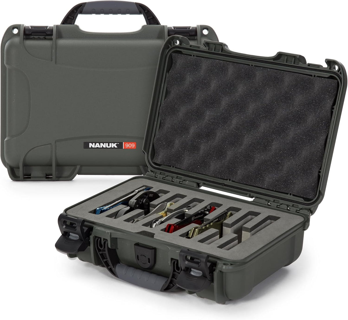 909 Travel Knife Case – Waterproof Pocket Knife Storage with 8 Slots, 12.6” x 9” x 4.4” - Lightweight, Lockable, Dustproof, Impact-Resistant & Durable - Black