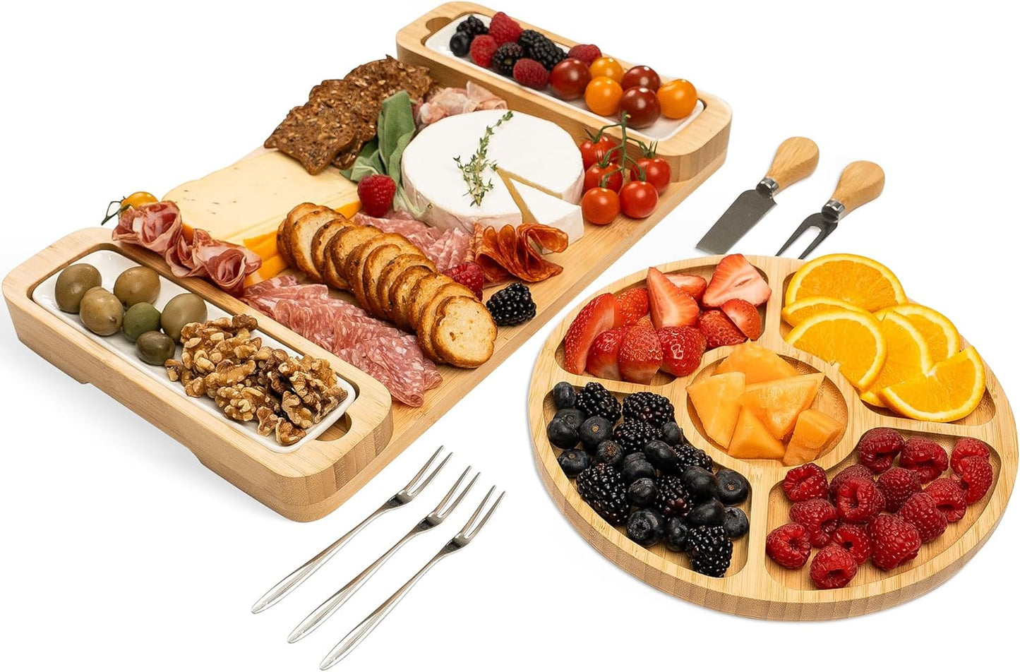Charcuterie Boards - Large Bamboo Charcuterie Board Set with Knives Serving Accessories, Cheese Tray - House Warming Gifts New Home, Wedding Gift, Bridal Shower Gifts, Birthday Gifts Women Men
