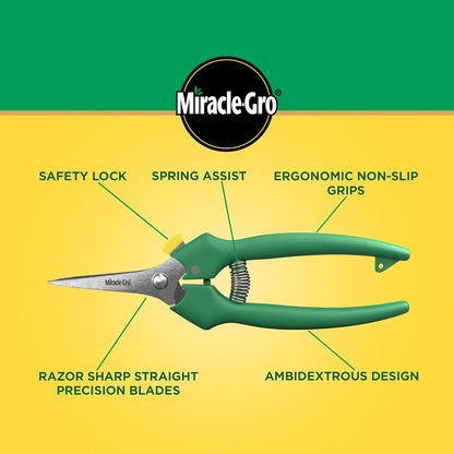 Straight Tip Floral Shears - Lightweight Gardening Scissors - Hand Pruner Pruning Shear for Flowers, Herbs, Roses and Indoor Plants