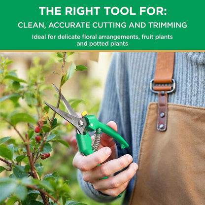 Straight Tip Floral Shears - Lightweight Gardening Scissors - Hand Pruner Pruning Shear for Flowers, Herbs, Roses and Indoor Plants