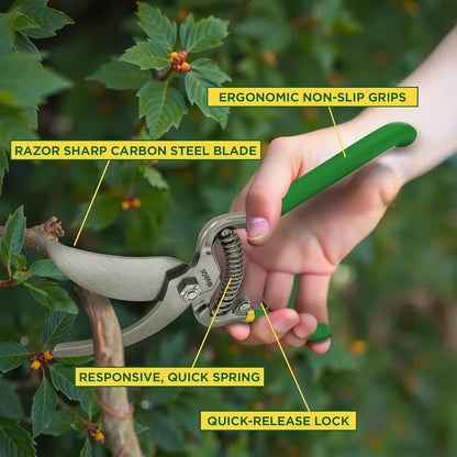 Straight Tip Floral Shears - Lightweight Gardening Scissors - Hand Pruner Pruning Shear for Flowers, Herbs, Roses and Indoor Plants