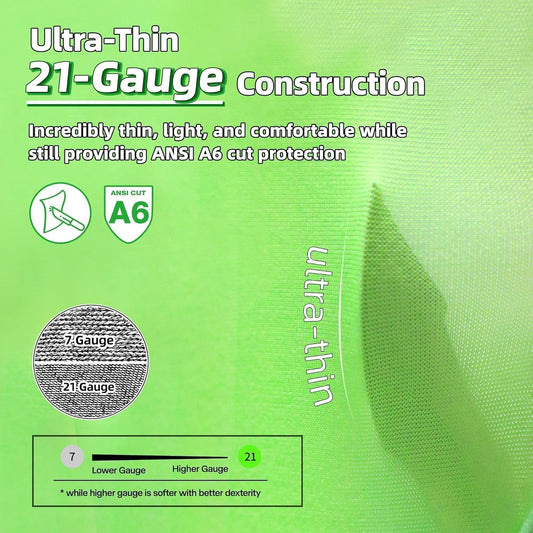 21-Gauge Air-SKIN A6 Cut Resistant Arm Sleeves, Ultra-Thin, S907, M | Ultra Lightweight, Comfortable, Breathable, UV Protection, Work, Gardening, Farming, Outdoors, Thin Skin and Bruising