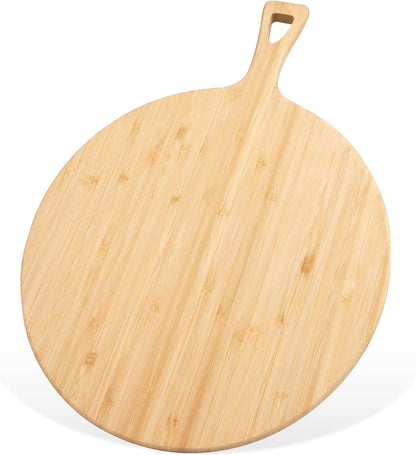 15.4 x 11.4 Inch Acacia Large Wood Cutting Board with Handle Large Round Wooden Cutting Boards Cutting Serving Board for Kitchen Meat Bread Cheese Pizza Vegetables Board Wedding Housewarming Gift