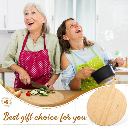 15.4 x 11.4 Inch Acacia Large Wood Cutting Board with Handle Large Round Wooden Cutting Boards Cutting Serving Board for Kitchen Meat Bread Cheese Pizza Vegetables Board Wedding Housewarming Gift