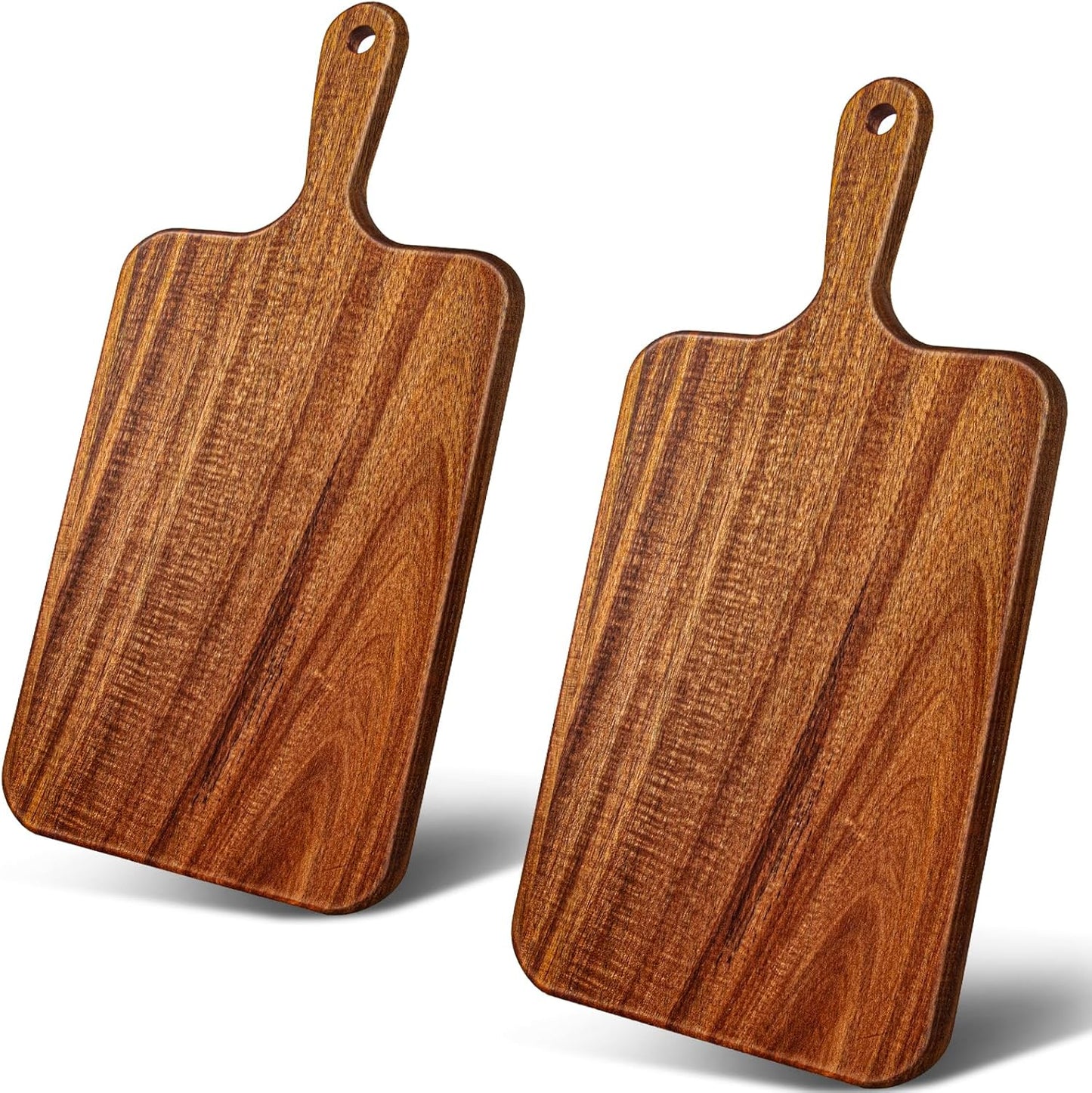 15.4 x 11.4 Inch Acacia Large Wood Cutting Board with Handle Large Round Wooden Cutting Boards Cutting Serving Board for Kitchen Meat Bread Cheese Pizza Vegetables Board Wedding Housewarming Gift