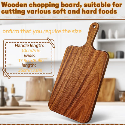 15.4 x 11.4 Inch Acacia Large Wood Cutting Board with Handle Large Round Wooden Cutting Boards Cutting Serving Board for Kitchen Meat Bread Cheese Pizza Vegetables Board Wedding Housewarming Gift