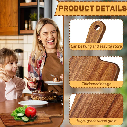 15.4 x 11.4 Inch Acacia Large Wood Cutting Board with Handle Large Round Wooden Cutting Boards Cutting Serving Board for Kitchen Meat Bread Cheese Pizza Vegetables Board Wedding Housewarming Gift